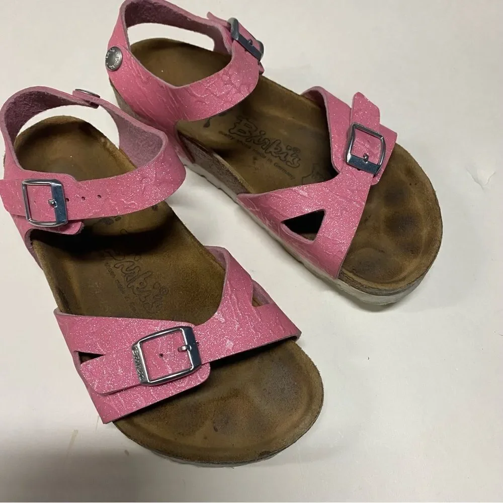 Birkenstocks Birki Rio pink sparkle kids girl toddler strap sandal 210/ 33/ 2.5